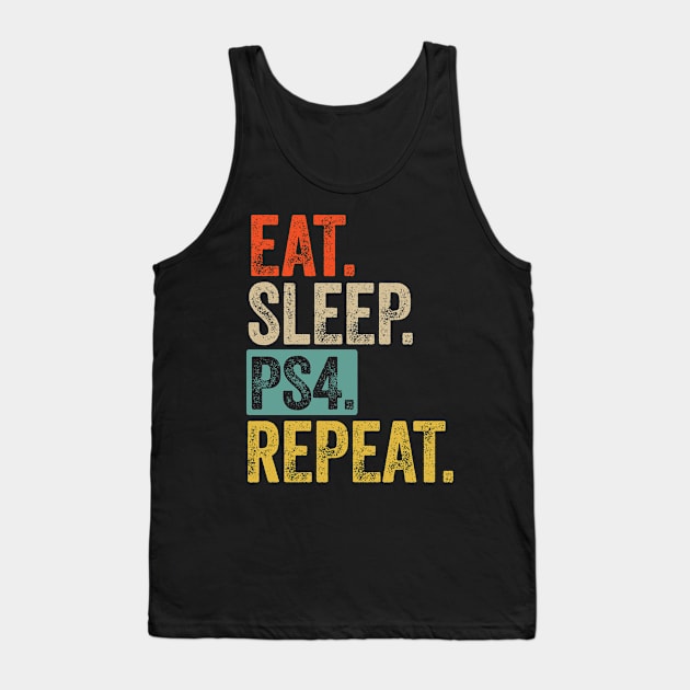 Eat sleep ps4 repeat retro vintage Tank Top by Lyume